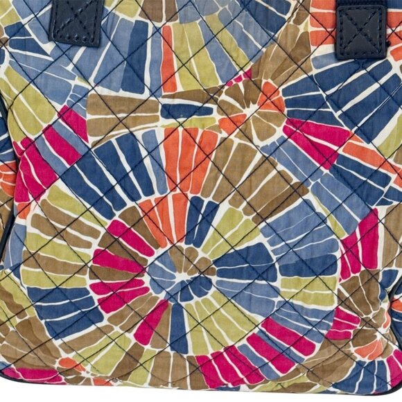 Talbots Women's Leather Trim Floral Quilted Tote Bag Retro 90s Hippie Carry All - Picture 3 of 7